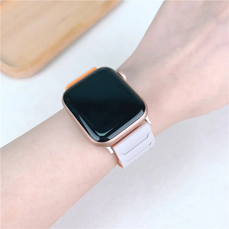 Silicone Strap for Apple Watch Series 10 Ultra 9 8 7 SE 6 5 4 3 2 1 46mm 49mm 45mm 44mm 42mm Magnetic Band - Light Mint Green+Starlight
