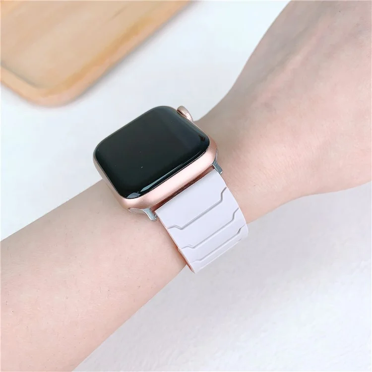 Silicone Strap for Apple Watch Series 10 Ultra 9 8 7 SE 6 5 4 3 2 1 46mm 49mm 45mm 44mm 42mm Magnetic Band - Light Mint Green+Starlight