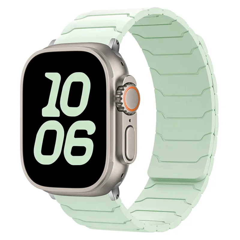 Silicone Strap for Apple Watch Series 10 Ultra 9 8 7 SE 6 5 4 3 2 1 46mm 49mm 45mm 44mm 42mm Magnetic Band - Light Mint Green