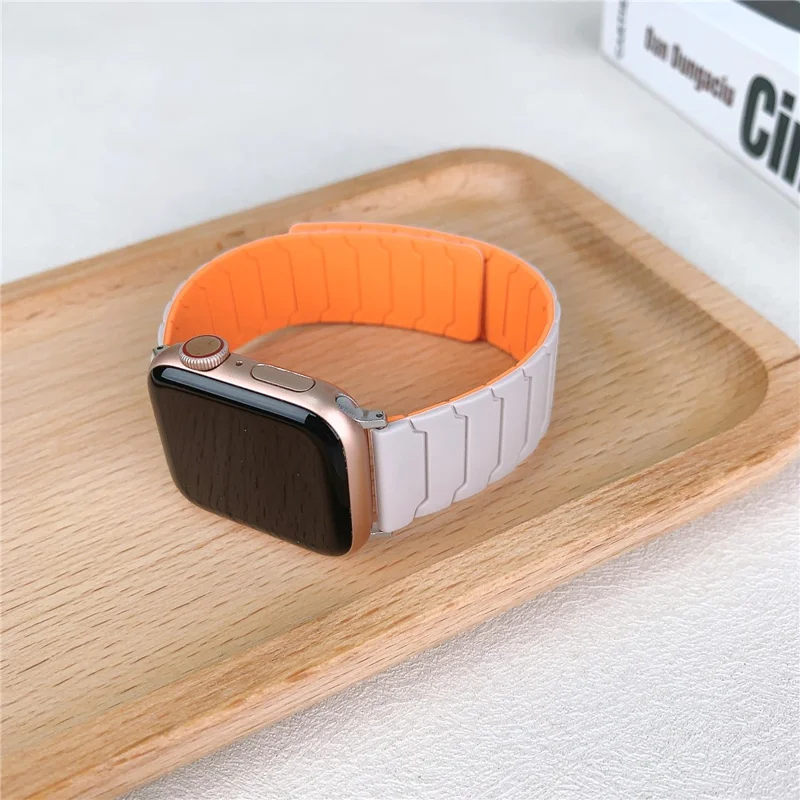 Silicone Strap for Apple Watch Series 10 Ultra 9 8 7 SE 6 5 4 3 2 1 46mm 49mm 45mm 44mm 42mm Magnetic Band - Light Mint Green