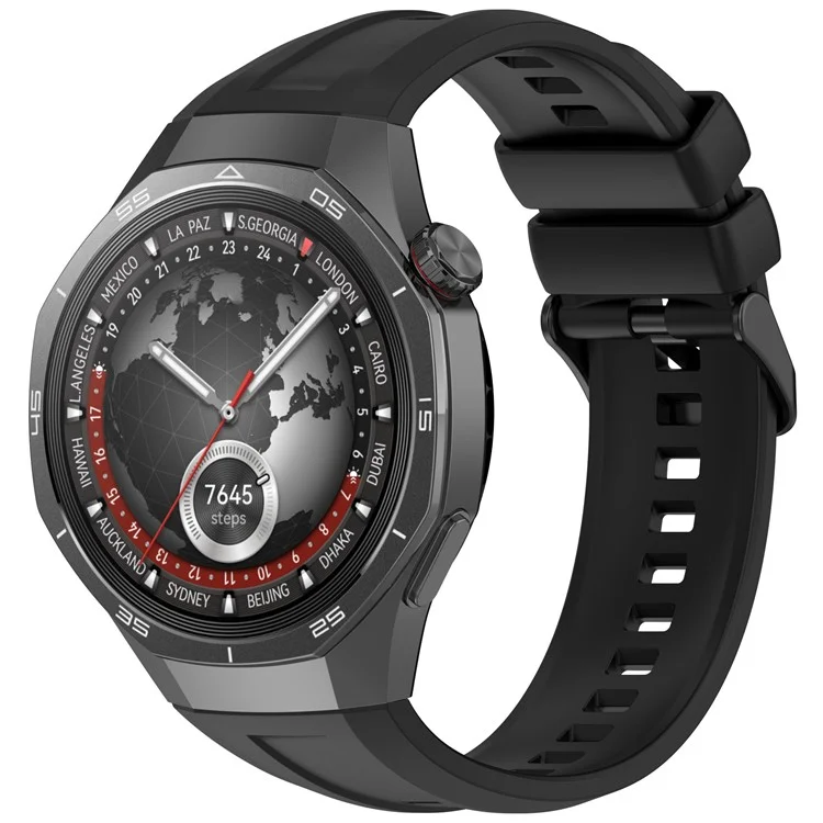 Para Huawei Watch GT 5 Pro 46mm Pulseira de Silicone Ajustável Comprimento Banda de Substituição - Preto