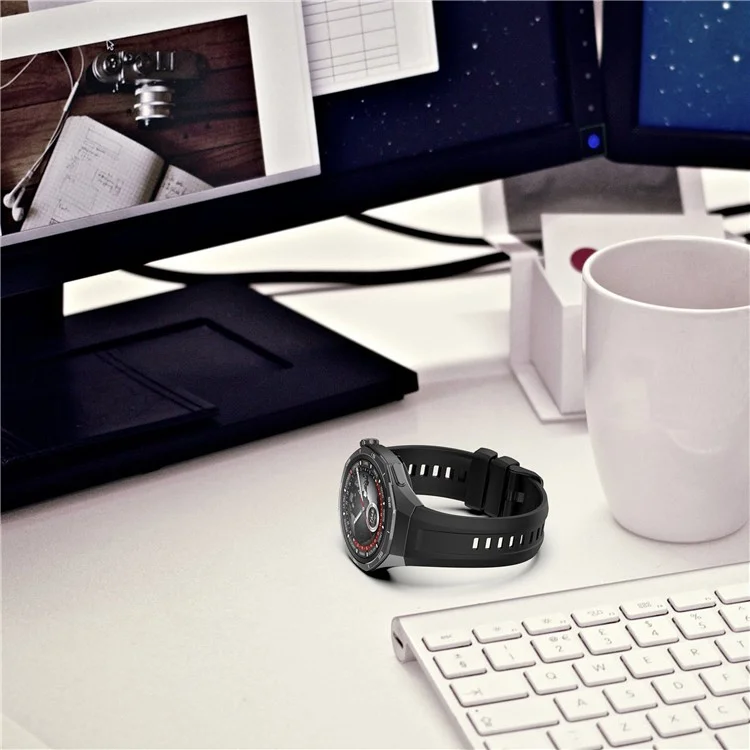 Para Huawei Watch GT 5 Pro 46mm Pulseira de Silicone Ajustável Comprimento Banda de Substituição - Preto