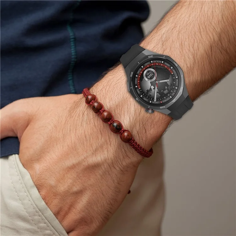 Para Huawei Watch GT 5 Pro 46mm Pulseira de Silicone Ajustável Comprimento Banda de Substituição - Preto