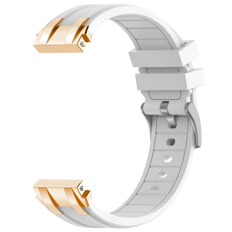 Для Xiaomi Redmi Watch 5 Active / Huawei Watch GT 5 46mm ремешок для часов 22 мм в стиле Royal Oak, силиконовый ремешок с золотой металлической пряжкой - белый