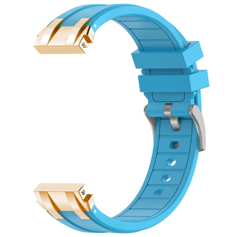 Correa de reloj de 22 mm para Xiaomi Redmi Watch 5 Active / Huawei Watch GT 5 46 mm, estilo Royal Oak, de silicona, con hebilla de metal dorado - Azul cielo