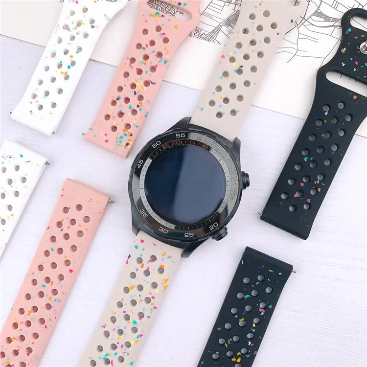 Para Samsung Galaxy Watch / Huawei Watch / Garmin / Amazfit Bracelete de Substituição de 20mm Silicone com Fivela de Borboleta - Branco
