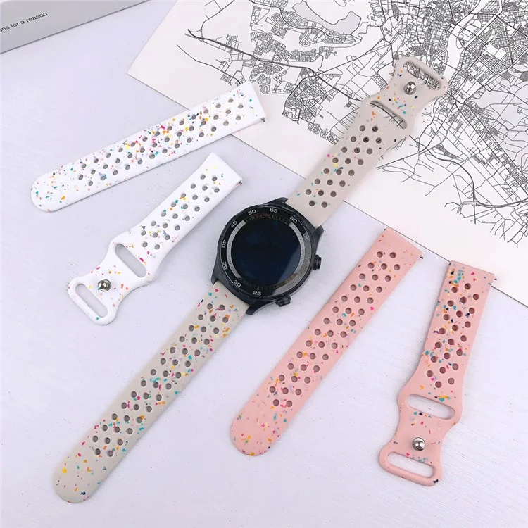 Para Samsung Galaxy Watch / Huawei Watch / Garmin / Amazfit Bracelete de Substituição de 20mm Silicone com Fivela de Borboleta - Branco