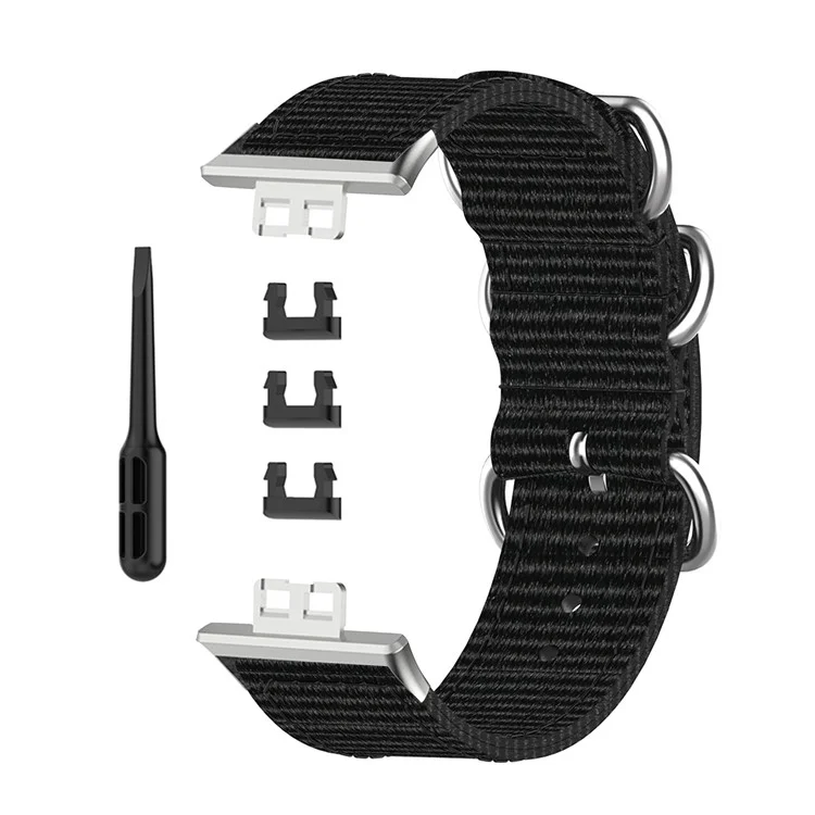 Nylon-Canvas-Armband-Ersatz für Huawei Watch Fit TIA-B09 - Schwarz