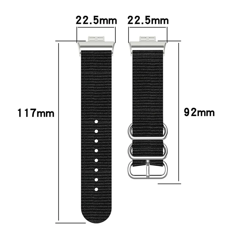 Correa de Reemplazo de Banda de Reloj de Nylon Canvas Para Huawei Watch Fit Tia-b09 - Negro