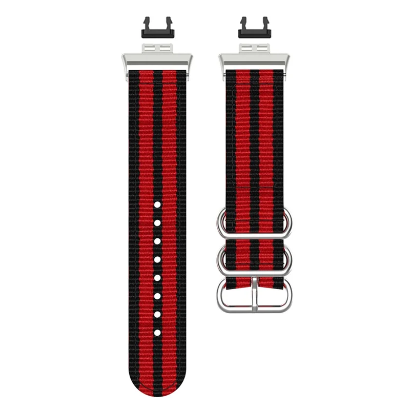 Nylon Canvas Watch Band Replacement Strap for Huawei Watch Fit TIA-B09 - Black/Red