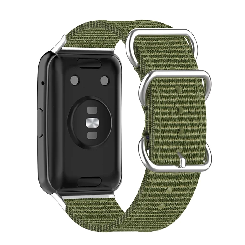 Nylon Canvas Watch Band Replacement Strap for Huawei Watch Fit TIA-B09 - Army Green