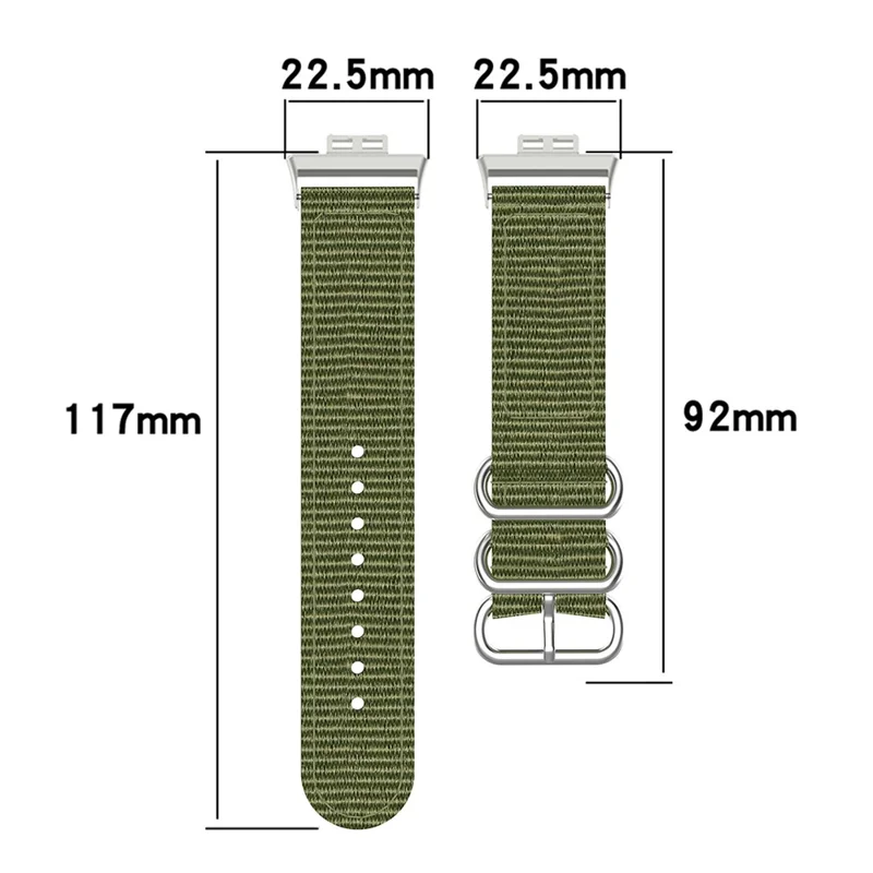 Nylon Canvas Watch Band Replacement Strap for Huawei Watch Fit TIA-B09 - Army Green