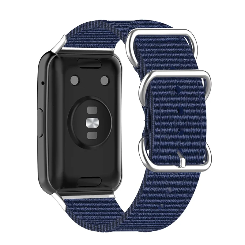 Nylon Canvas Watch Band Replacement Strap for Huawei Watch Fit TIA-B09 - Deep Blue