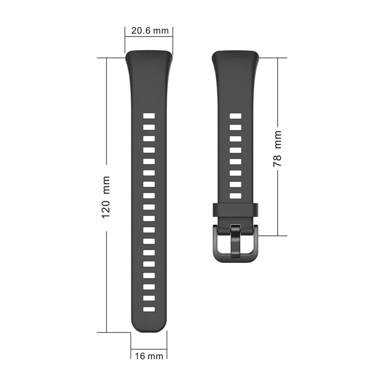Одноцветный мягкий силиконовый ремешок для часов для Honor Band 6 - черный