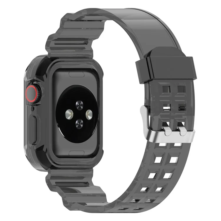 Compre em Quantidade Pulseira Integrada para Apple Watch Série 10 42mm Capa de Relógio de Silicone com Pulseira - Preto Transparente