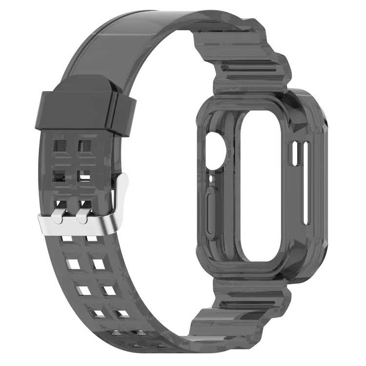 Compre em Quantidade Pulseira Integrada para Apple Watch Série 10 42mm Capa de Relógio de Silicone com Pulseira - Preto Transparente