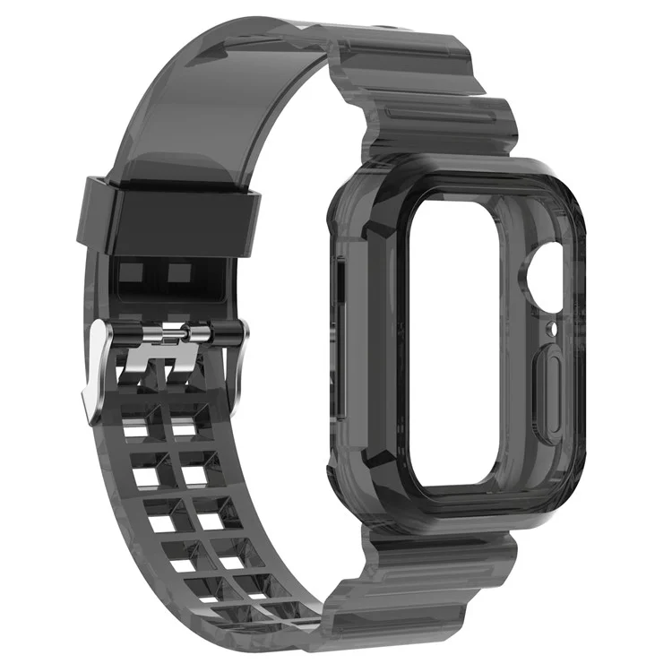 Compre em Quantidade Pulseira Integrada para Apple Watch Série 10 42mm Capa de Relógio de Silicone com Pulseira - Preto Transparente