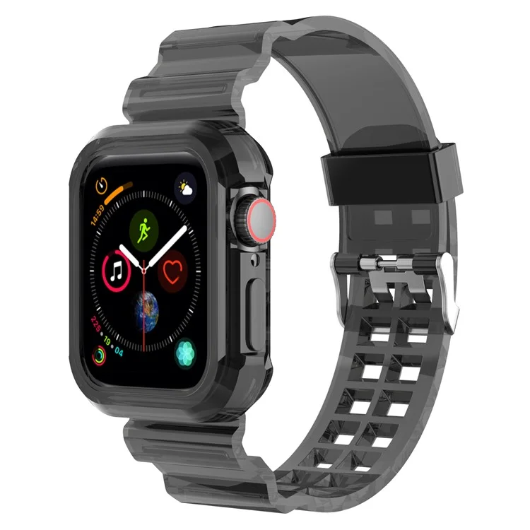 Compre em Quantidade Pulseira Integrada para Apple Watch Série 10 42mm Capa de Relógio de Silicone com Pulseira - Preto Transparente