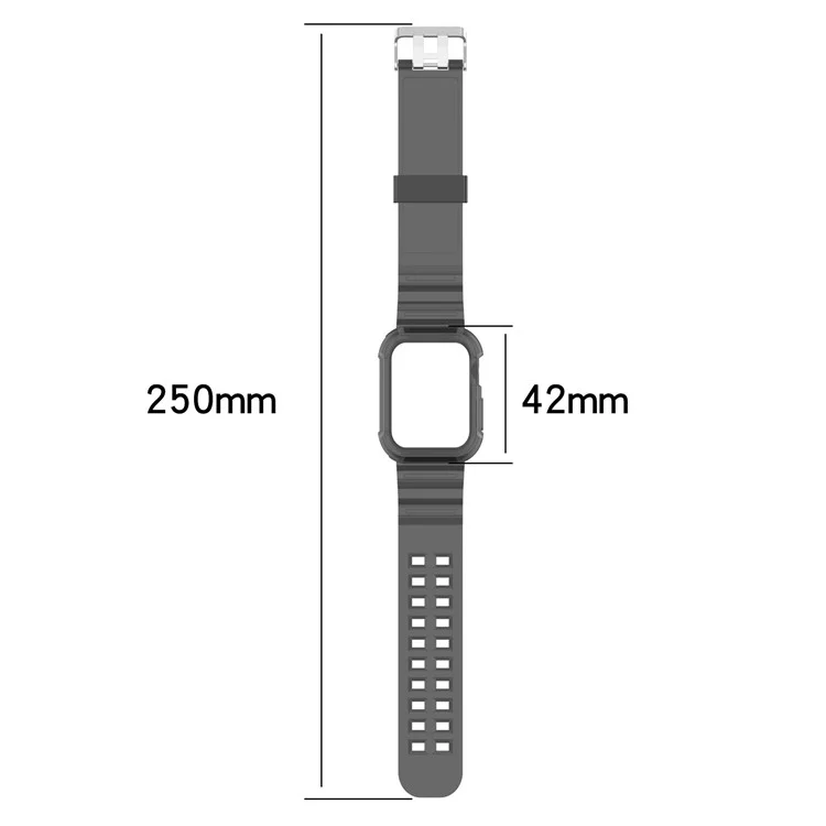 Compre em Quantidade Pulseira Integrada para Apple Watch Série 10 42mm Capa de Relógio de Silicone com Pulseira - Preto Transparente