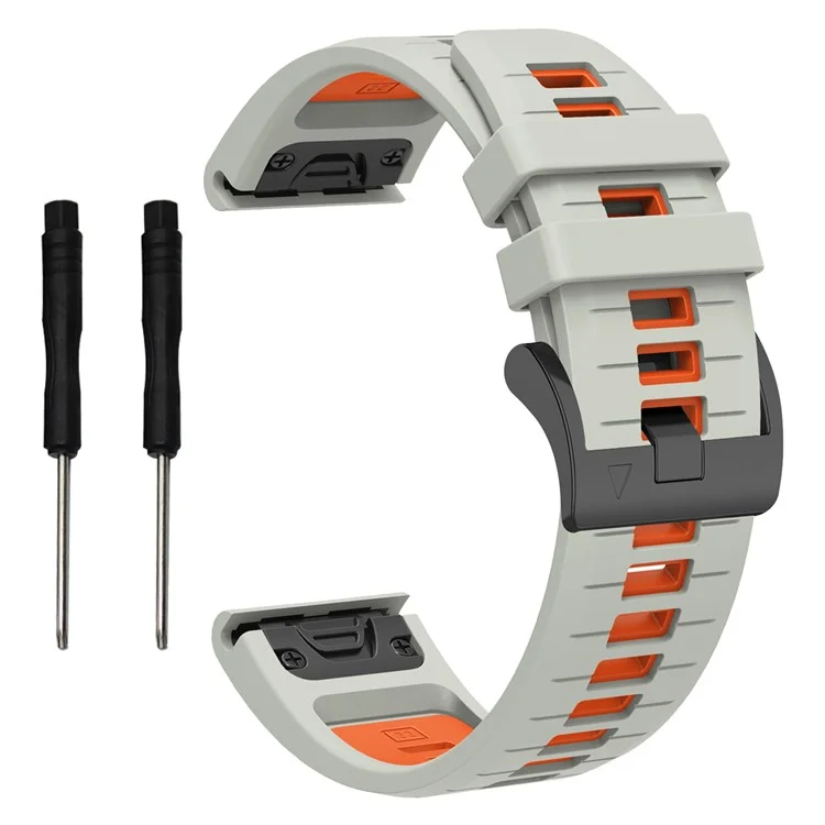Compra em Quantidade para Garmin Fenix 8 51mm / Enduro 3 / Fenix 7X / 7X Pro Pulseira de Liberação Rápida Bicolor 26mm de Silicone - Cinza / Laranja