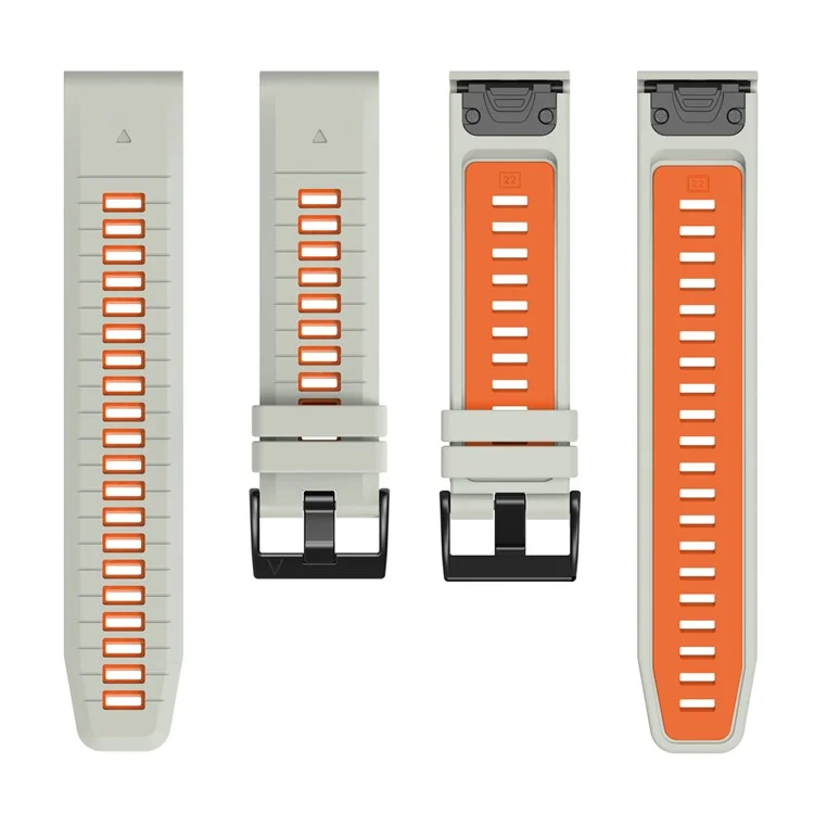 Compra em Quantidade para Garmin Fenix 8 51mm / Enduro 3 / Fenix 7X / 7X Pro Pulseira de Liberação Rápida Bicolor 26mm de Silicone - Cinza / Laranja