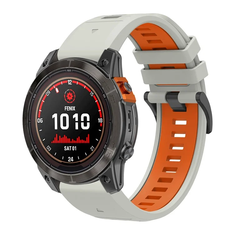 Compra em Quantidade para Garmin Fenix 8 51mm / Enduro 3 / Fenix 7X / 7X Pro Pulseira de Liberação Rápida Bicolor 26mm de Silicone - Cinza / Laranja