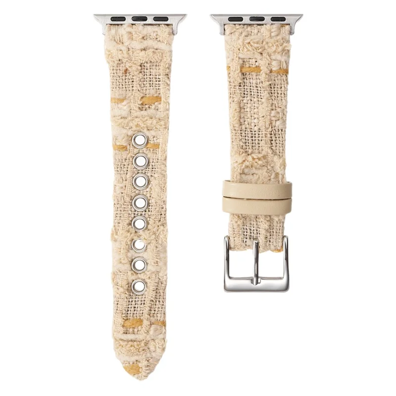 Genuine Cow Leather + Wool Strap for Apple Watch Series 10 Ultra 9 8 7 SE 6 5 4 3 2 1 46mm 49mm 45mm 44mm 42mm - Cream White