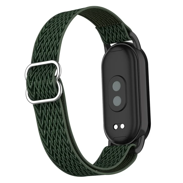 For Xiaomi Smart Band 9  /  8 Nylon Wave Pattern Watch Strap Metal Clasp Adjustable Wristband - Dark Green