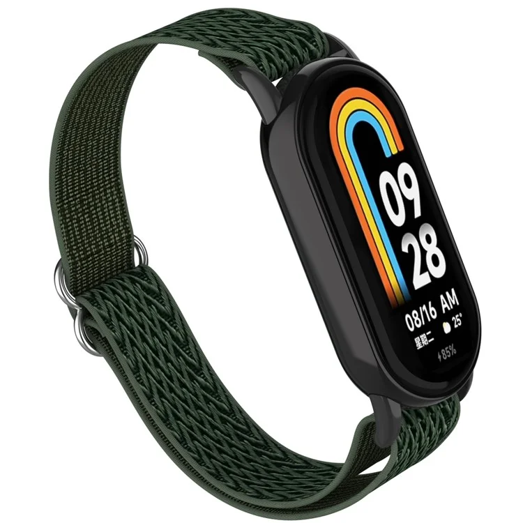 For Xiaomi Smart Band 9  /  8 Nylon Wave Pattern Watch Strap Metal Clasp Adjustable Wristband - Dark Green