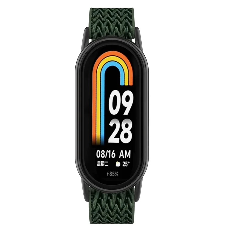 For Xiaomi Smart Band 9  /  8 Nylon Wave Pattern Watch Strap Metal Clasp Adjustable Wristband - Dark Green