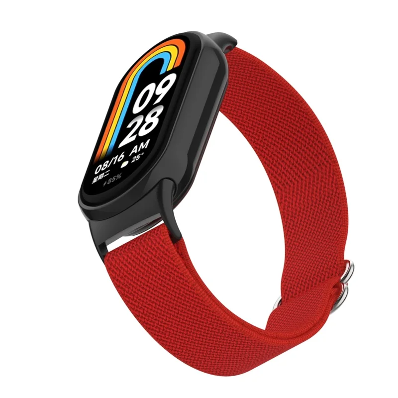 Для Xiaomi Smart Band 9 / Smart Band 8 нейлоновый ремешок для запястья с разъемом эластичный ремешок для часов - Красный