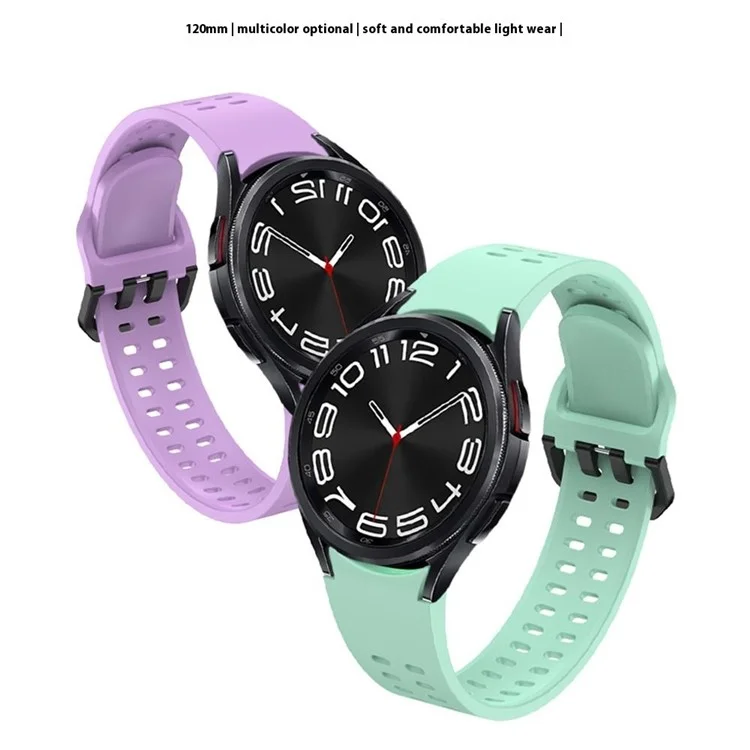 For Samsung Galaxy Watch7  /  Watch6  /  Watch 5 44mm 40mm Silicone Watch Band Double Hole Button Strap - White