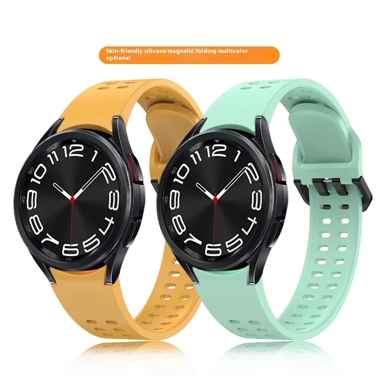 For Samsung Galaxy Watch7  /  Watch6  /  Watch 5 44mm 40mm Silicone Watch Band Double Hole Button Strap - White