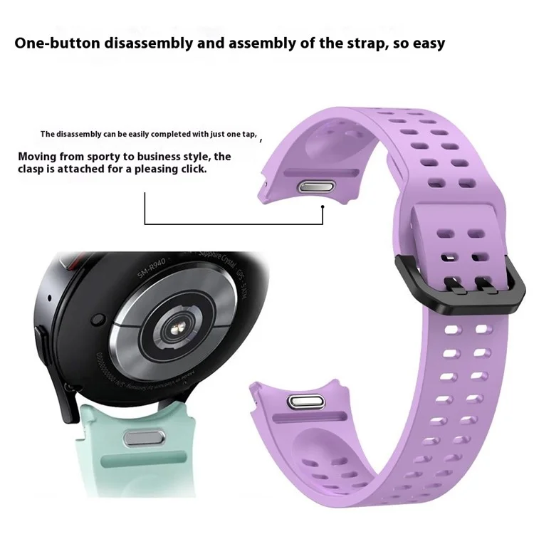 For Samsung Galaxy Watch7  /  Watch6  /  Watch 5 44mm 40mm Silicone Watch Band Double Hole Button Strap - White