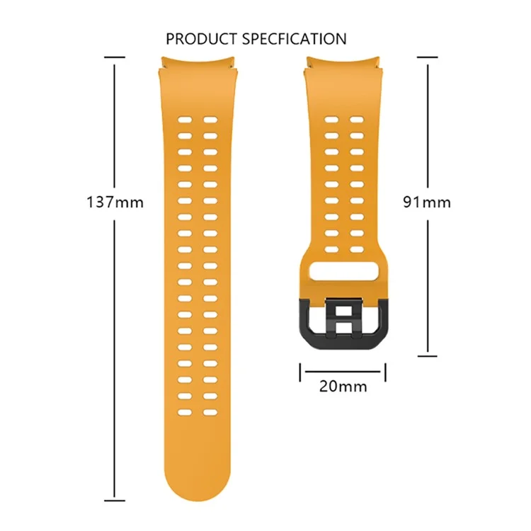 For Samsung Galaxy Watch7  /  Watch6  /  Watch 5 44mm 40mm Silicone Watch Band Double Hole Button Strap - White