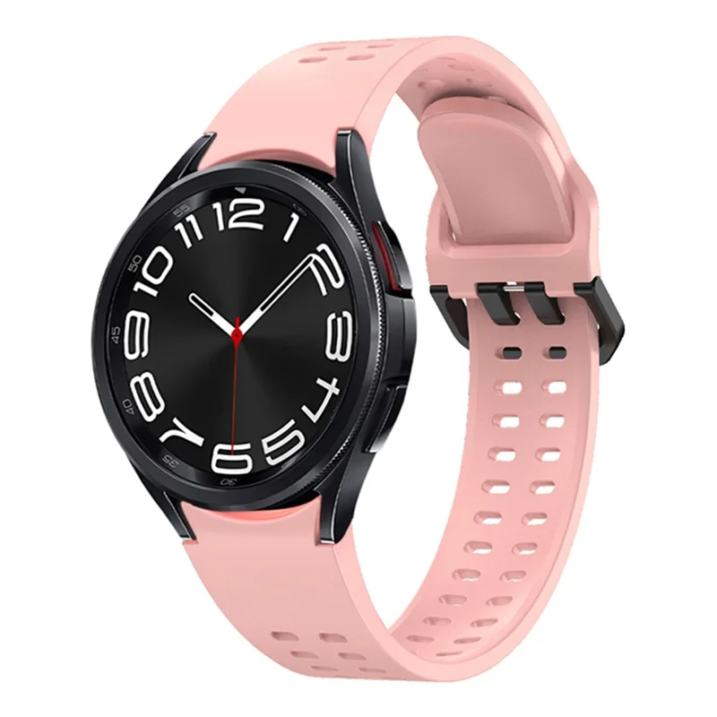 Für Samsung Galaxy Watch7 / Watch6 / Watch 5 44mm 40mm Silikon-Uhrenarmband mit Doppelloch-Knopfband - Pink