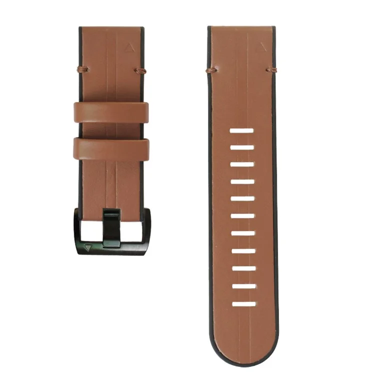 For Garmin Fenix 6X / 6X Plus  / 5X Plus / 3 / 3HR Watch Strap Genuine Leather + Silicone Wrist Band Replacement - Brown