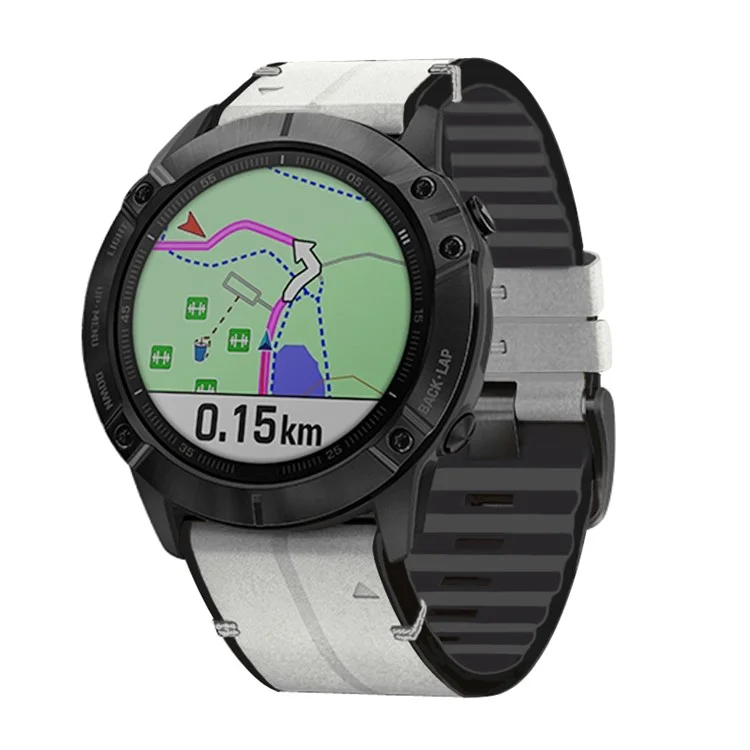 Для Garmin Fenix ​​6x / 5x Plus / 3 / 3HR Ремешок Для Часов Натуральная Кожа + Замена Силиконовой Запястья - Белый