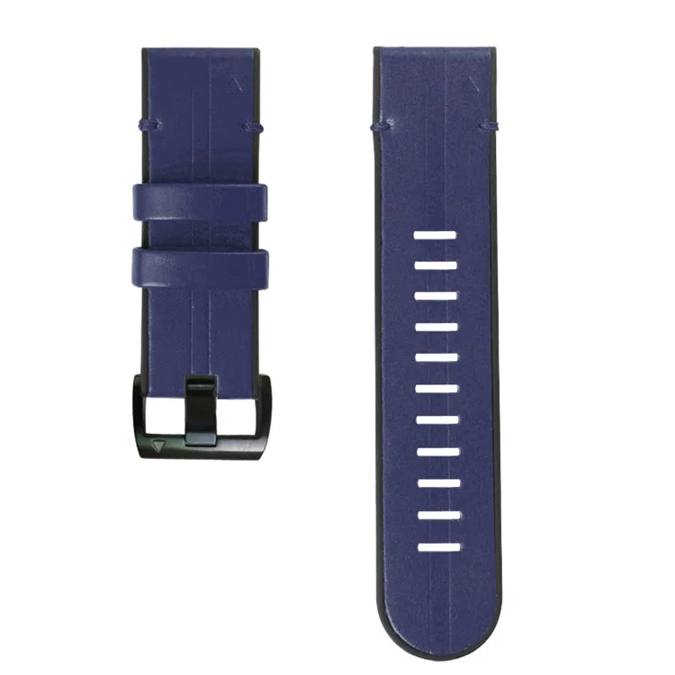 Pour Garmin Fenix 6X / 6X Plus / 5X Plus / 3 / 3HR Montre Bracelet Cuir véritable + Silicone Remplacement de Bracelet - Bleu Minuit