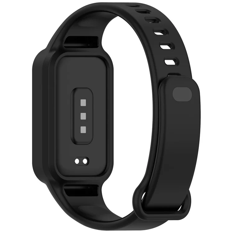 For Xiaomi Smart Band 9 Active / Redmi Band 3 Watch Band Soft Silicone Strap with Watch Case - Black