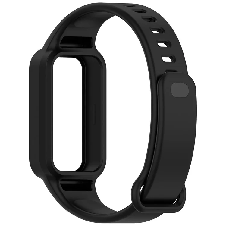 For Xiaomi Smart Band 9 Active / Redmi Band 3 Watch Band Soft Silicone Strap with Watch Case - Black