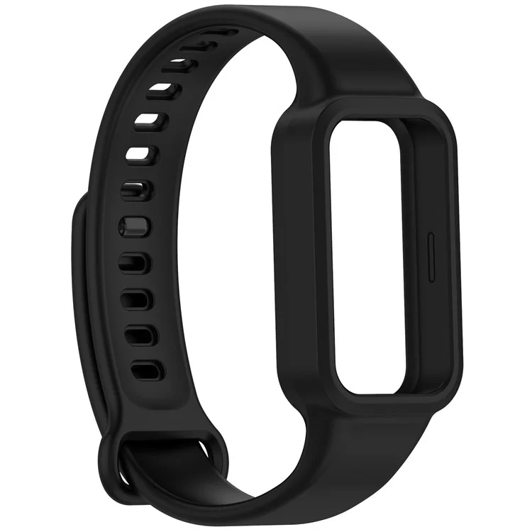 For Xiaomi Smart Band 9 Active / Redmi Band 3 Watch Band Soft Silicone Strap with Watch Case - Black