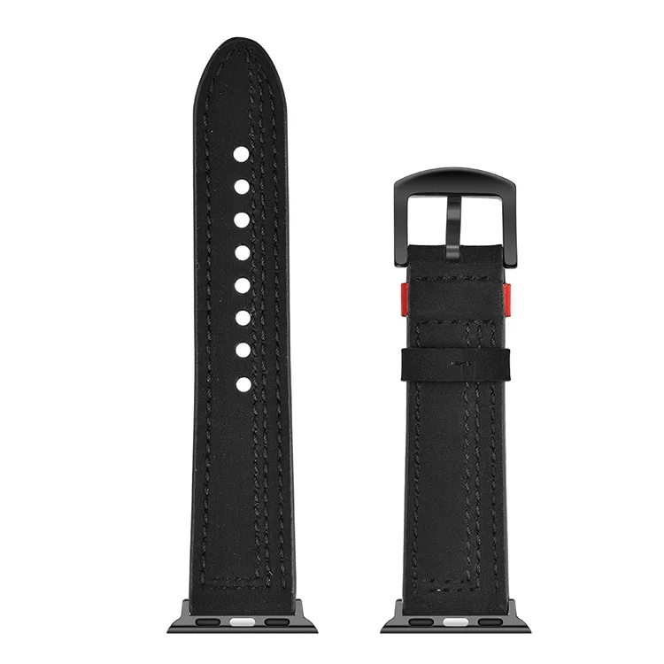 Compre em grande quantidade Genuine Cow Leather Strap para Apple Watch Series 10 Ultra 9 8 7 SE 6 5 4 3 2 1 46mm 49mm 45mm 44mm 42mm Stitching Line - Preto