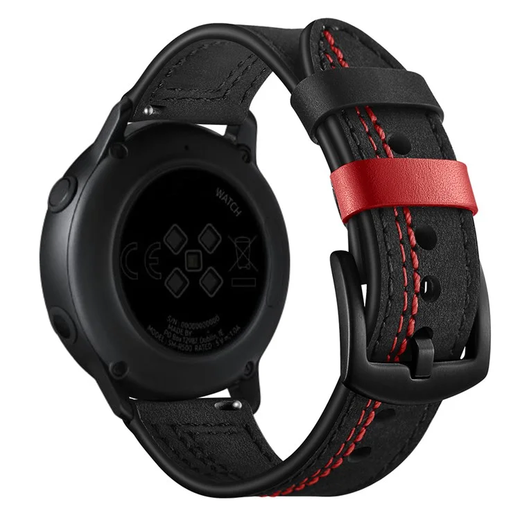 Comprar en volumen Correa de reloj de 20 mm para Samsung Galaxy Watch7 / 6 / 5 / 4 / Huami Amazfit Bip 3 Cuero de vaca genuino Línea de puntada - Negro