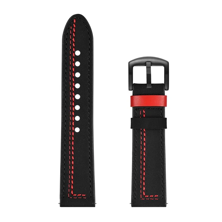 Comprar en volumen Correa de reloj de 20 mm para Samsung Galaxy Watch7 / 6 / 5 / 4 / Huami Amazfit Bip 3 Cuero de vaca genuino Línea de puntada - Negro