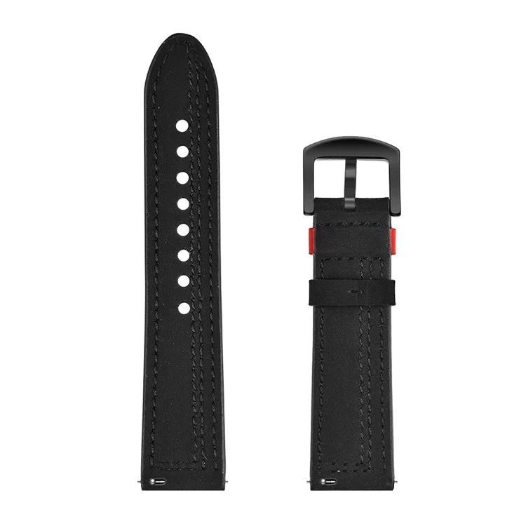 Comprar en volumen Correa de reloj de 20 mm para Samsung Galaxy Watch7 / 6 / 5 / 4 / Huami Amazfit Bip 3 Cuero de vaca genuino Línea de puntada - Negro