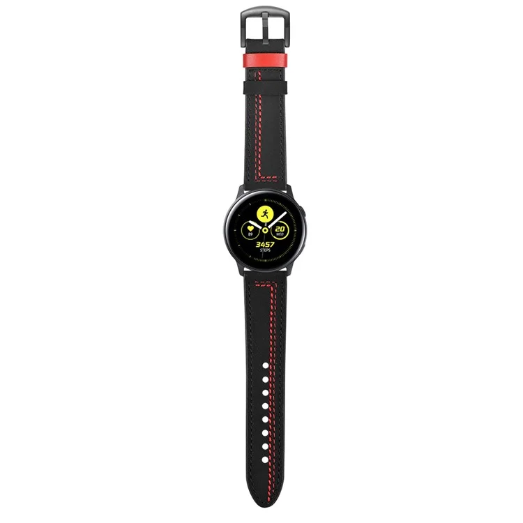 Comprar en volumen Correa de reloj de 20 mm para Samsung Galaxy Watch7 / 6 / 5 / 4 / Huami Amazfit Bip 3 Cuero de vaca genuino Línea de puntada - Negro