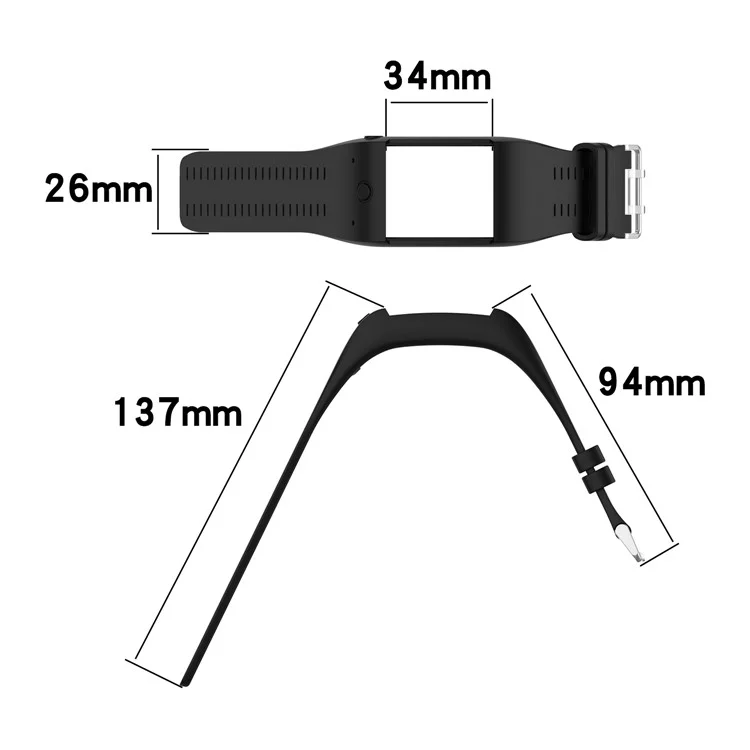 Banda de Reloj de Reemplazo de Correa de Reloj Inteligente de Silicona Suave Para Polar M600 - Negro