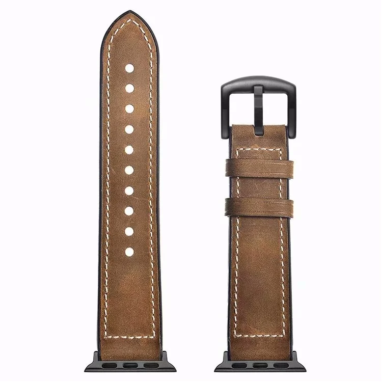 Acquisto all'ingrosso Cinturino per Apple Watch Serie 10 Ultra 9 8 7 SE 6 5 4 3 2 1 46mm 49mm 45mm 44mm 42mm Vera pelle bovina + cinturino in silicone - Marrone