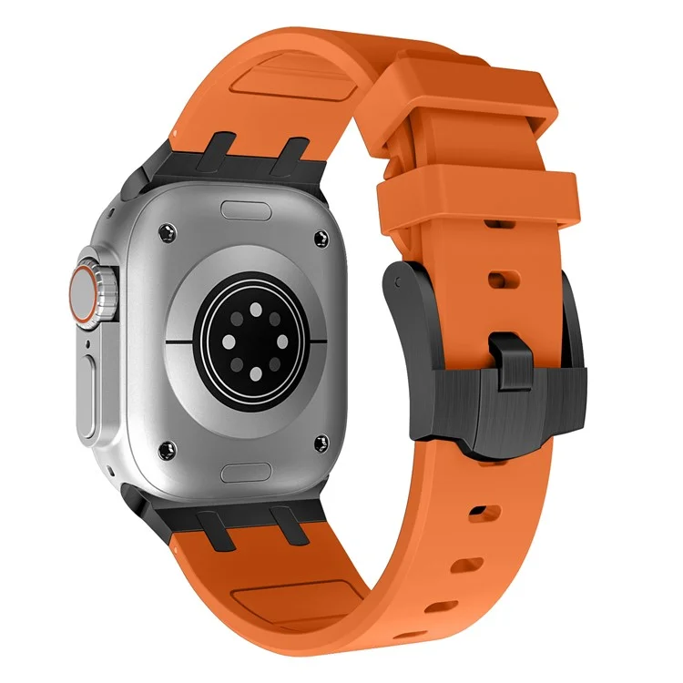Compra al por mayor Correa de reloj para Apple Watch Series 10 9 8 7 SE 6 5 4 3 2 1 42mm 41mm 40mm 38mm Correa de silicona líquida - Negro+Naranja
